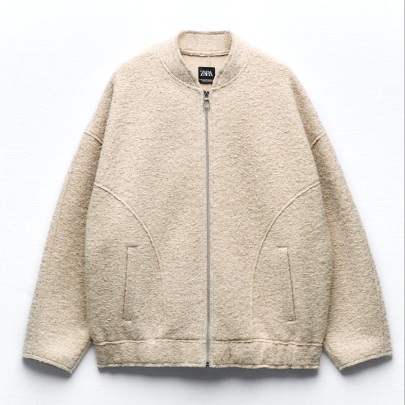 Zara * Oversized Long Bomber Jacket Cream - Picture 15 of 17